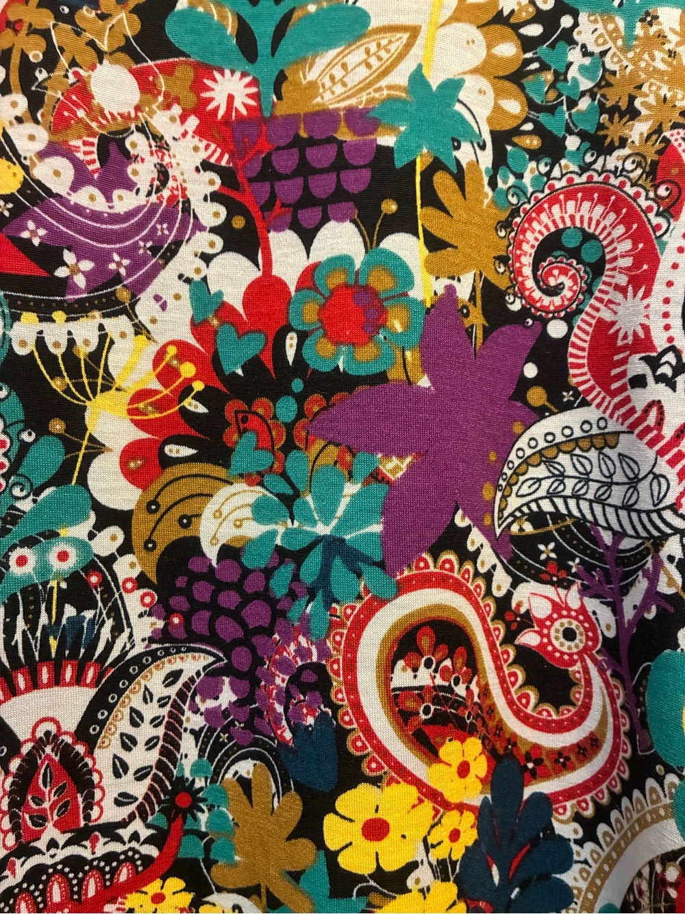 LuLaRoe Randy Tee Multi Floral Paisley with Gray Sleeves Size Large - Picture 2 of 4